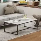 Extra Long Coffee Tea Table Marble Top Living Room Rectangle Cocktail Side Table