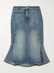 [MCQUEEN] MCQUEEN - Paneled Denim Midi Skirt - Blue - IT40 IT 40 Blue