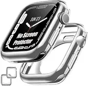 [2 Pack] Goton Bumper Case for Apple Watch Series 9 8 7 41mm, Ultra Thin Soft TPU Shockproof Case Cover Bumper Protector for iWatch Accessories (No Screen Protector) 41mm Silver+Silver