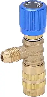Brass Refrigerant Charging Valve, Knurled Knob for Better Control, 1/4in Thread Adapter, with Rotation, High Pressure, for R22 R410 R134A R404