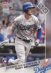 Cody Bellinger Dodgers Franchise Rookie Home Run Record 2017 Topps NOW 558 RC