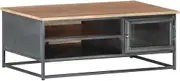 Coffee Table Office Solid Acacia Wood Nesting Center Table Modern Grey for Living Room & Storage, 90x50x35 cm