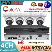 Hikvision Compatible 8MP ColorVu 4K IP Camera+DS-7604NI-Q1/4P System 2 Way Talk