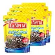 Refried Black Beans 15.2Oz Pouch Pack of 8 Vegetarian Ready-To-Eat