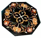 18" black coffee center marble table top inlay malachite home decor c4