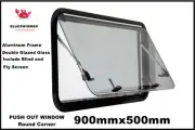 Caravan Push Out Window Round Corner 900mmX500mm with Blinds and Fly Screen