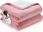 Electric Heated Blanket Throw,50" X 60"Thickened Flannel and Sherpa with 3 Hours