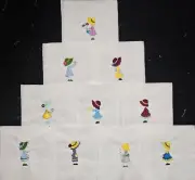 10- Machine Embroidered Stick Sun Bonnets Quilt Blocks