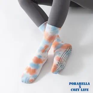 【Porabella】襪子 瑜珈襪 止滑中筒襪 韓國扎染 普拉提襪 防滑襪 運動襪子 YOGA SOCKS