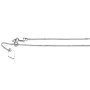 015 0.9MM Adjustable Box Rhodium Chain .925 Solid Sterling Silver Italian made