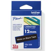 Brother TZE-335 Laminated Labelling Tape 12mm White On Black