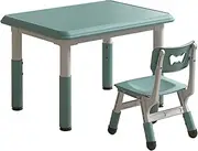 Cywaai Children's Table and Chair Set, Height Adjustable Set, Easy-to-Assemble Desk, Easy-to-Clean Craft Table for Living Room, Bedroom, Study, playroom (2-Piece Set)