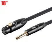18" 3 Pin XLR Female to 1/4" 6.35mm TRS Male Audio Cable Mic Microphone Adapter