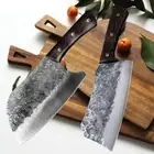 Cleaver Butcher Knife Set Handmade Stainless Steel Wood Handle Hammered Slicing