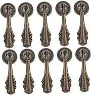 HOMSFOU 10pcs Vintage Metal Drawer Handle Pulls Retro Style Cabinet Knobs for Kitchen Dresser Bathroom Single Hole Decorative Pull Handles