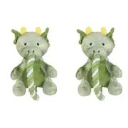 2x Rosewood 21cm Rope Dragon Soft Plush Pet Dog Interactive Squeaker Toy Green