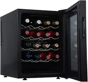 Wine Cooler Drinks Fridge, Free-Standing 16 Bottle Wine Thermo Single Zone Wine Fridges Drinks Cooler, Indoor/Outdoor Small Beer Fridge with Glass Door, 12-18°C, Quiet Operation Fridge