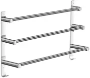 Stainless steel towel holder towel rail bathroom shelf, three-layer towel holder rail with hook 60cm