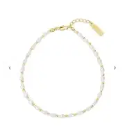 Set & Stones Shelly Anklet Gold Plated Beads + Glass Shells Extender Clasp
