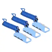 3Pcs Helmet Bike Lock with 3.3Ft Spring Cable 3 Digit Combination Padlock Blue