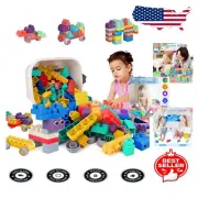 80PCS Soft Baby Blocks Set with Storage Bucket - Safe Building Play for Toddlers