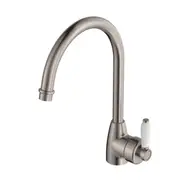 Fienza Eleanor Mordern Vintage Brushed Nickel Solid Brass With Ceramic Handle Gooseneck Sink Mixer