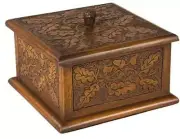 Box MOUNTAIN Lodge Leaves Acorn Leaf Lift-Off Lid Flip-Top Resin Hand-Cast