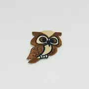 Big Eyed Owl Patch — Iron On Badge Embroidered Motif — Brown Bird Animal