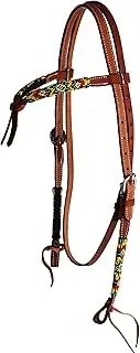 CHALLENGER Horse Show Bridle Western Leather Knotted Beaded Headstall Browband 79115-118