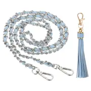 47 Inch Purse Chain Strap Purse Strap Replacement with Tassel, Light Blue/Silver