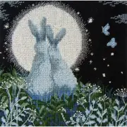 Counted Cross Stitch Kit Moon hares DIY Unprinted canvas