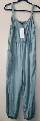 NWT Women's Bloomchic Green Faux-wrap Balloon Pant Sleeveless Jumpsuit - Size 12