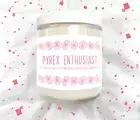 Pyrex Enthusiast Candle - Pink Daisy - 8oz Hand Poured Soy Blend Wax Vintage