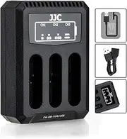 JJC DB-110 Battery Charger USB Multi Slots for Ricoh GRIII GR3 WG-6 Olympus Tough TG-7 TG-6 TG-5 TG-4 TG-3 TG-2 TG-1, Replaces Ricoh BJ-11 Olympus UC-90 Charger, with 40cm Extension Cable