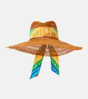 [Valentino] Valentino Valentino Chevron 24 straw sun hat UK 6 5/8 beige