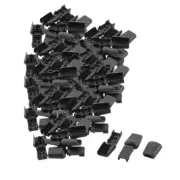 Plastic Sliding Rope String Drawstring Stopper Cord Lock Black 100pcs