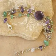 Natural Stone Bracelet-Amethyst-Artisan Hand-Made in Peru- Certified Fair Trade