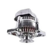 Chrome Mini Alternator with V-belt pulley For Denso Style for 12 volt systems