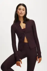 [Body] Body - Fleece Lined Zip Thru Long Sleeve - Italian plum XS ITALIAN PLUM
