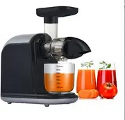 Juicer Machine, Slow Masticating Juicer Extractor, Cold Press Juicer with Quiet Motor, Reverse Function for Fresh Fruits and Vegetables Juice, Easy to Clean with Brush (Grey)