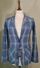 Woolrich Womens Linen Blend Check Blazer Jacket Blue Size Small