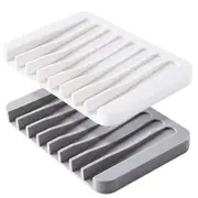 2PCS Self Draining Soap Dishes, Premium Silicone Soap Holder & Saver for