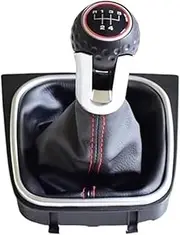 Rynplex Car Gear Shift Knob Cover, for for VW, for Golf, 6 MK6 GTI GTD R20 2009-2013 Gaiter Boot Handle Pen Car Gear Shift Boot Cover(Black 5 Speed)