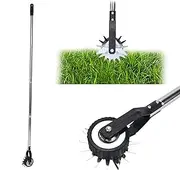 Gtouse Wheel Rotary Lawn Edger，Grass Edge Trimmer，Rotary Shear Lawn Edger, Sidewalk Manual Lawn Edger, Strong 4 Sections Stainless Steel Handle with Cushion Grip, 171cm