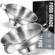 Walfos 2 Pack (4in & 5.5in) Stainless Steel Wide-Mouth Funnel with Handle for...