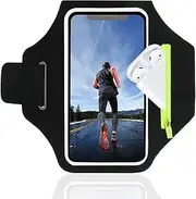 1 Pcs Running Armband Phone Holder for Running,Sweatproof Mobile Phone Armbands with Airpods Zipper Pocket Compatibled with iphone 16 15 14 13 12 11 X 8 Plus Pro Max and More Phone(up to 6.8")