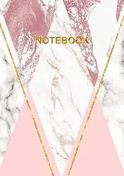 Notebook: A4 Size College Ruled Rose Pink Gold & White Marble Design Cover