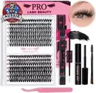 PRO DIY Lash Extension Kit, 280pcs Lash Clusters, Bond & Seal Easy Apply at Home