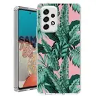 For Samsung Galaxy A23 5g A52 A53 TPU Case+Glass(Leafs/Pink Pattern)