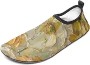[BTCOWZRV] Water Shoes for Women Men Flowers Water Sports Shoes Slip-on Breathable Lightweight Athletic Aqua Sock